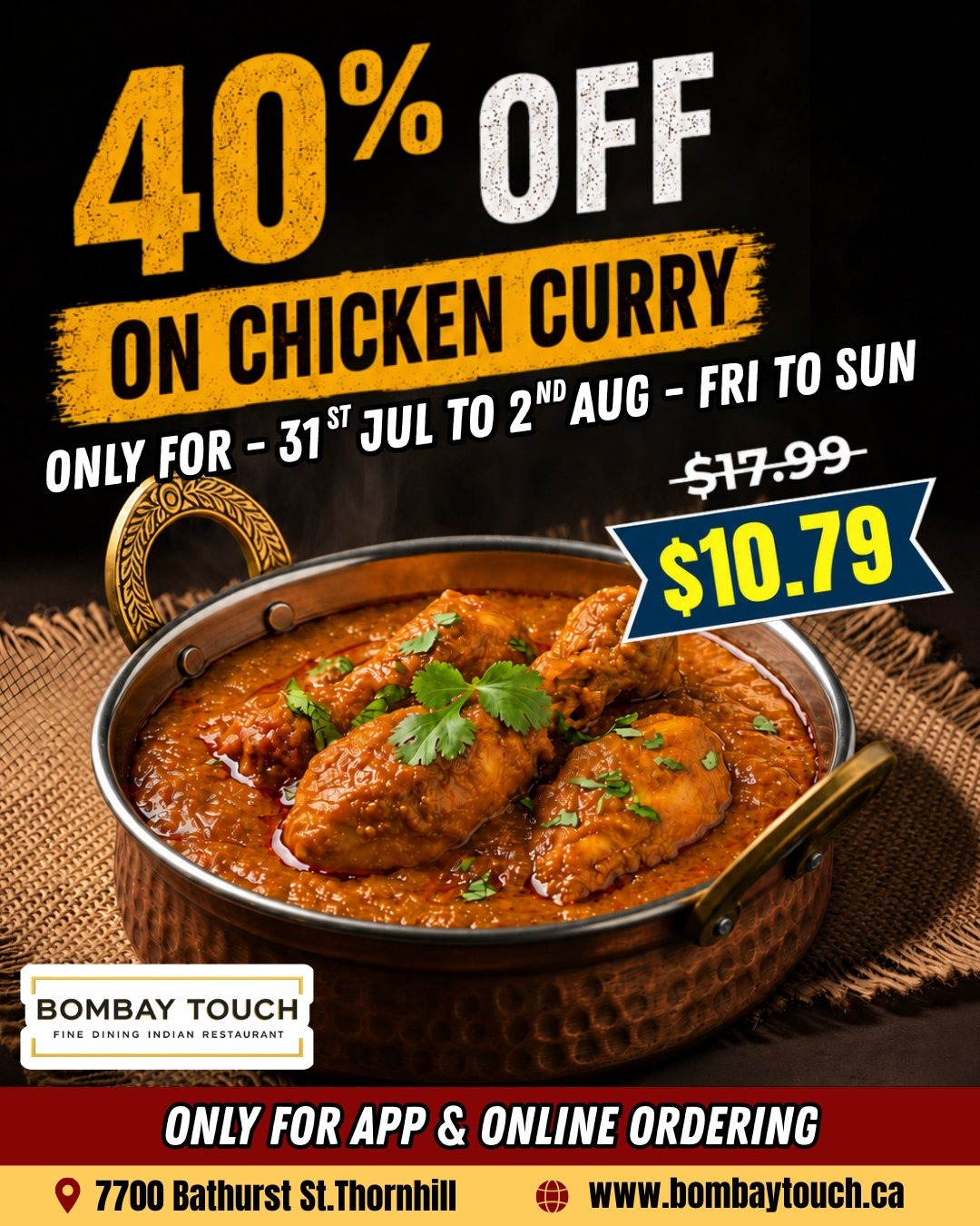40% off Chicken Curry at Bombay Touch