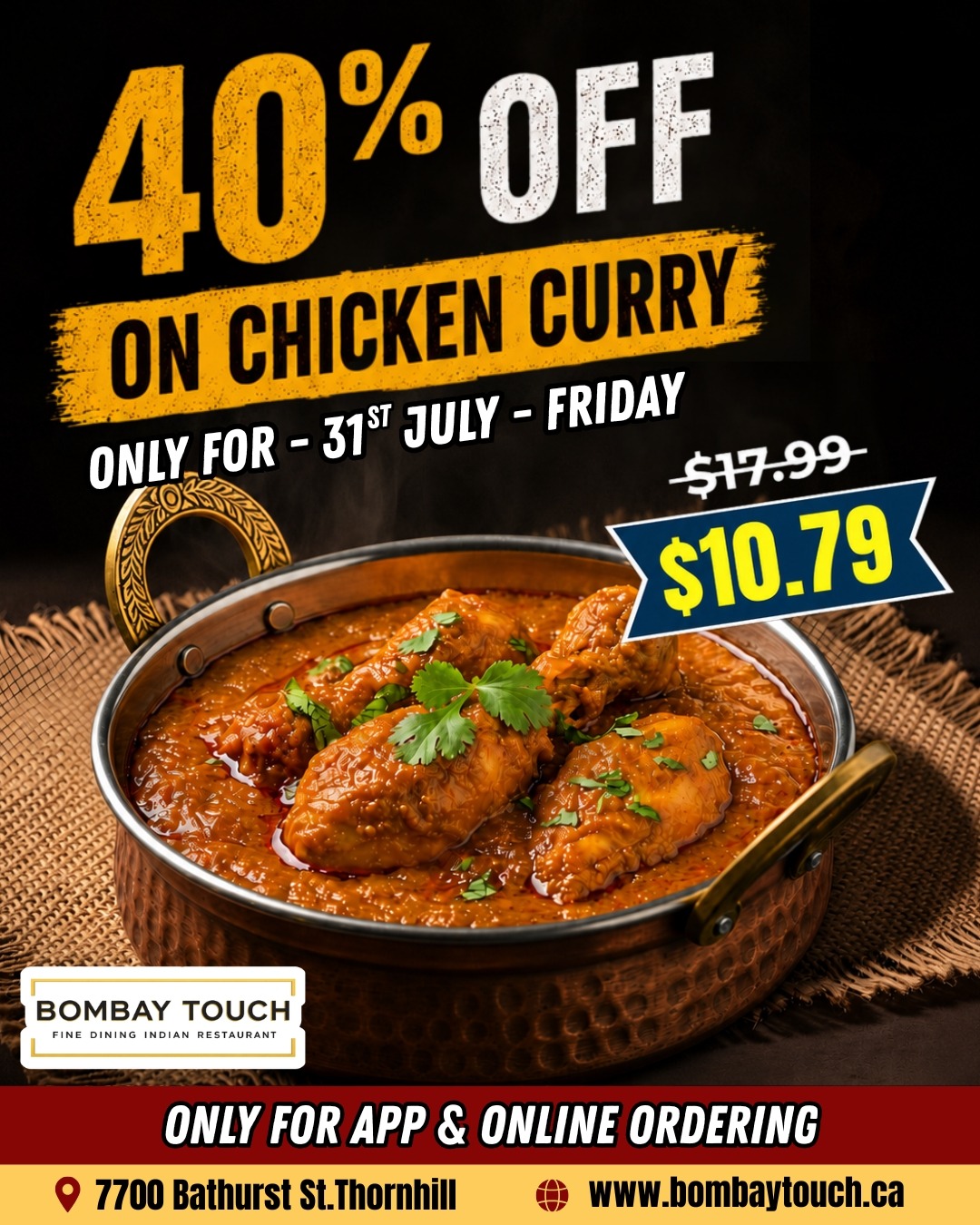 40% off Chicken Curry at Bombay Touch