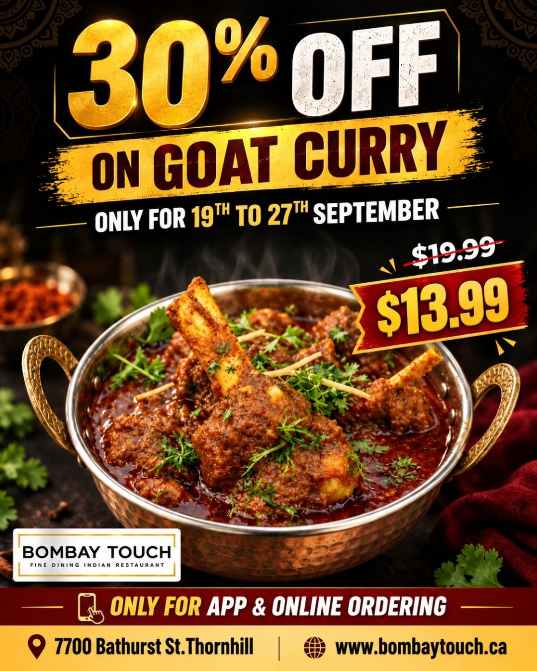 Bombay Touch - 30% OFF on Goat Curry